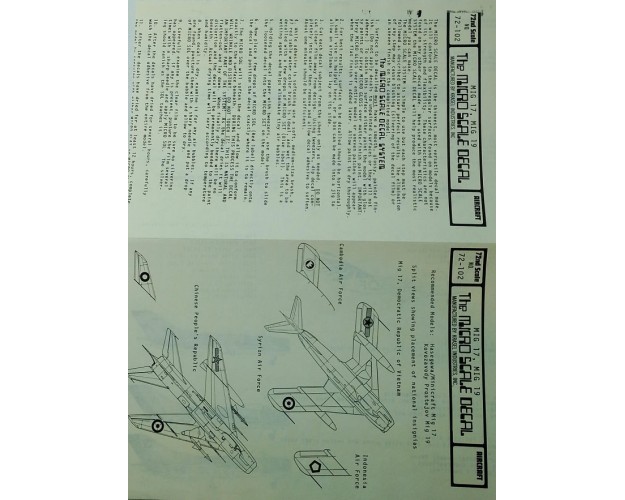 MIG-17 (5) SYRIA, VIETNAM, CAMBODIA, INDONESIA - MIG-19 (3), CHINA, PAKISTÁN.