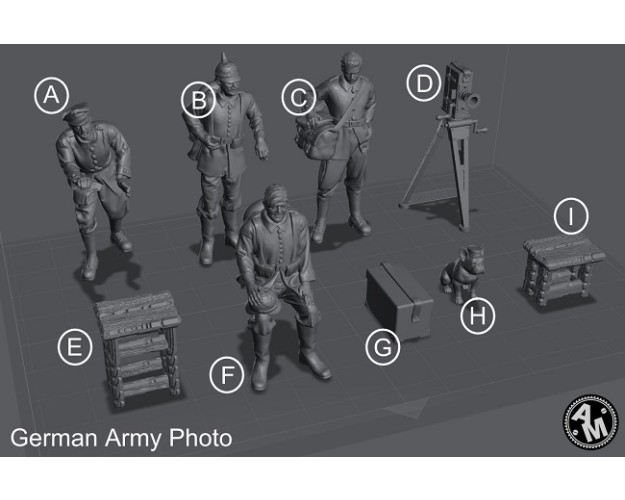 WWI Fotógrafo + perro + fotografiado + bancos