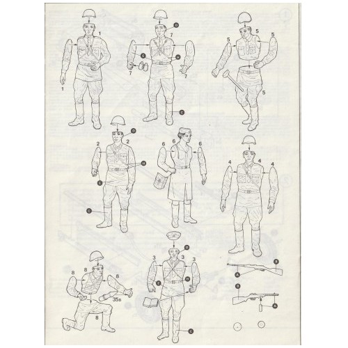 SIRVIENTES SOVIÉTICOS DE CAÑÓN SU-122 (7 FIGURAS - NO INCLUYE CAÑÓN - SIN CAJA)