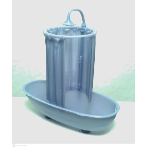 Bañera con cortina.