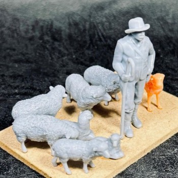 Pastor, perro y 8 ovejas