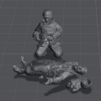 Paracaidista alemán médico con herido (2 figuras)